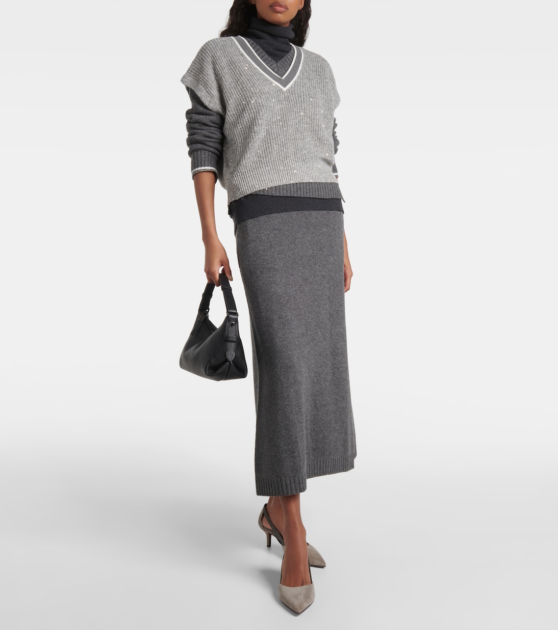 Verzierte Slingback-Pumps aus Veloursleder | Brunello Cucinelli