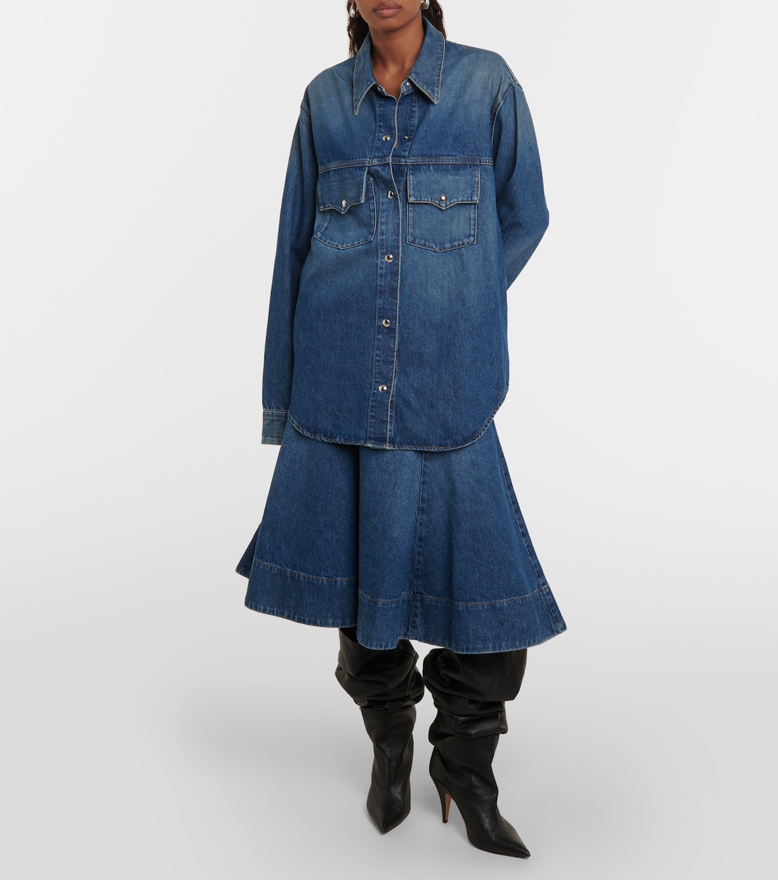 Jupe midi Lennox en jean | Khaite