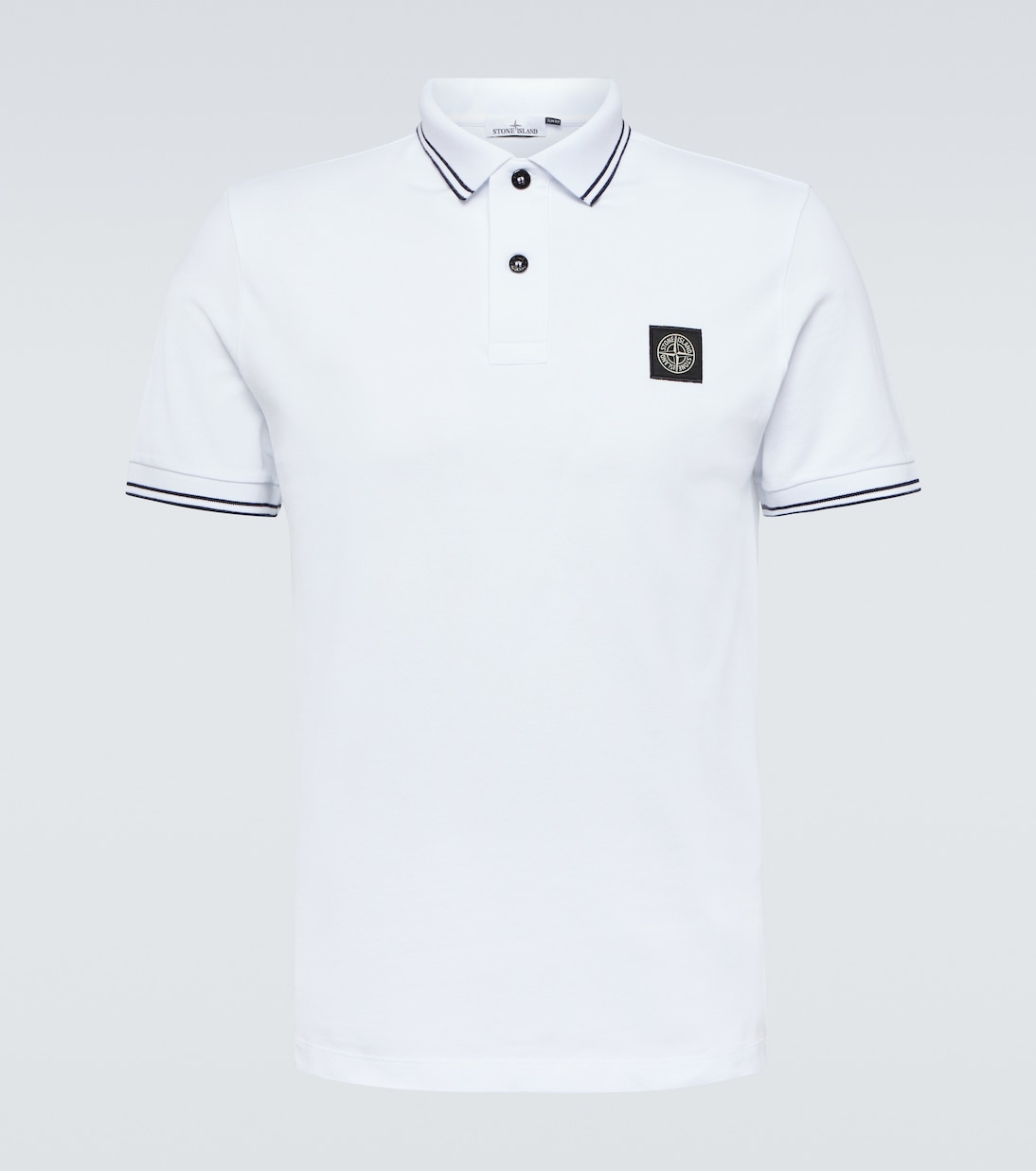 Compass cotton blend pique polo shirt in white Stone Island Mytheresa