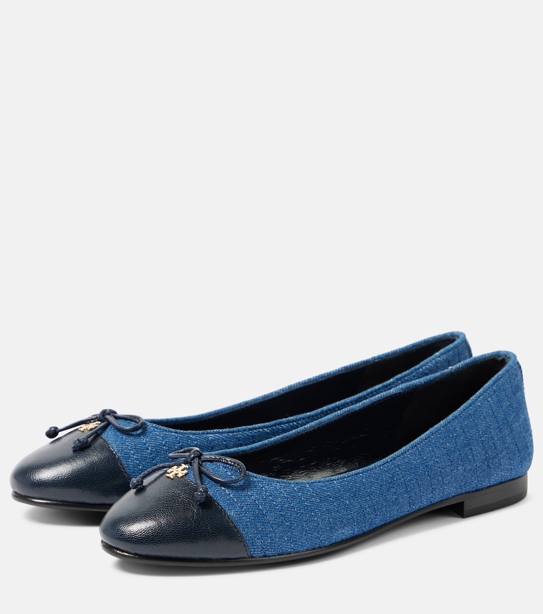 Embellished leather-trimmed ballet flats | Tory Burch