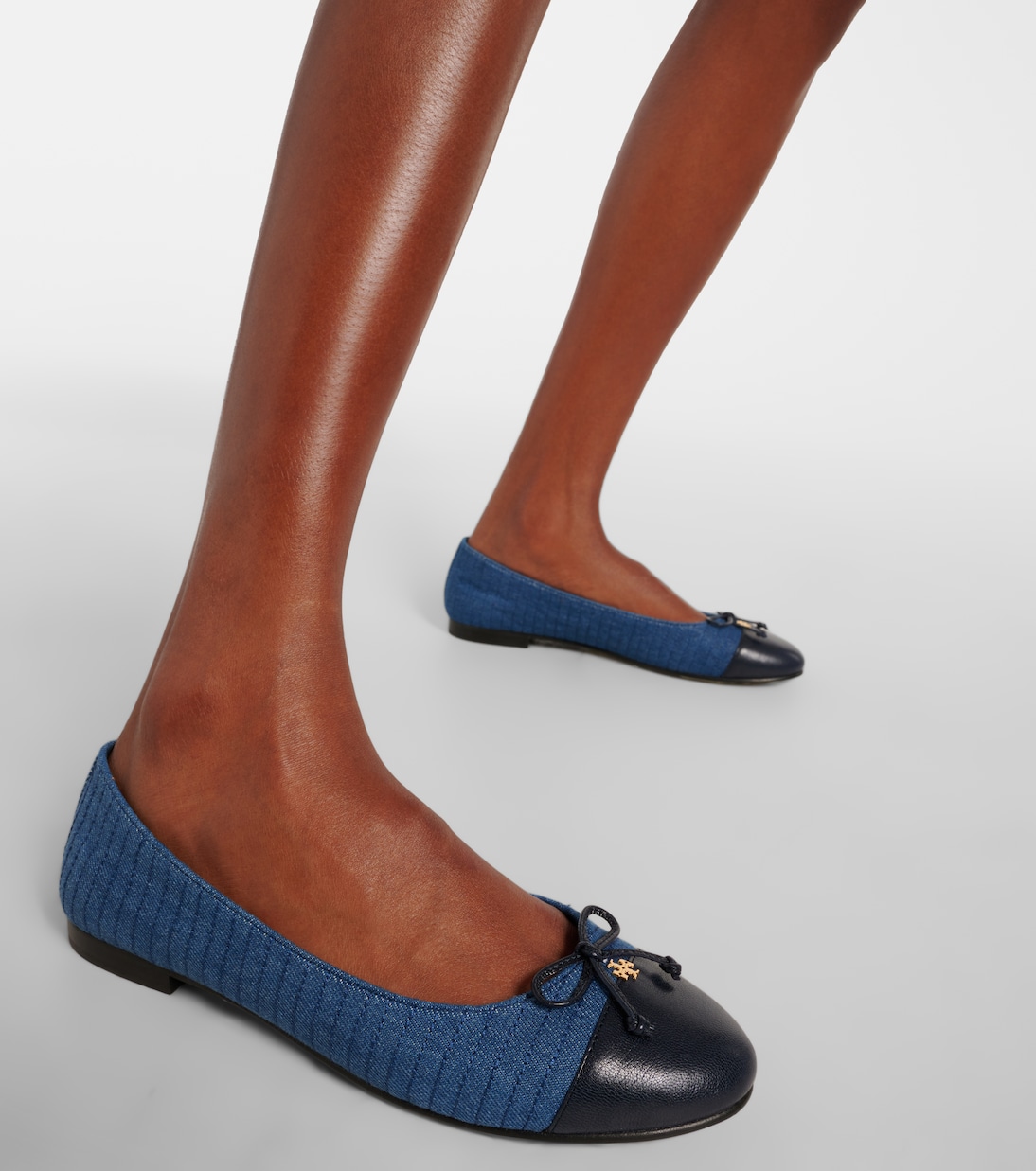 Embellished leather-trimmed ballet flats | Tory Burch
