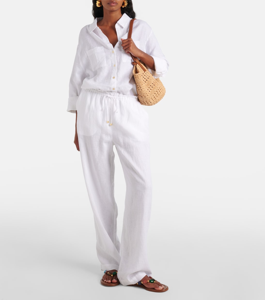 Pantalon ample White Bay en lin | Heidi Klein