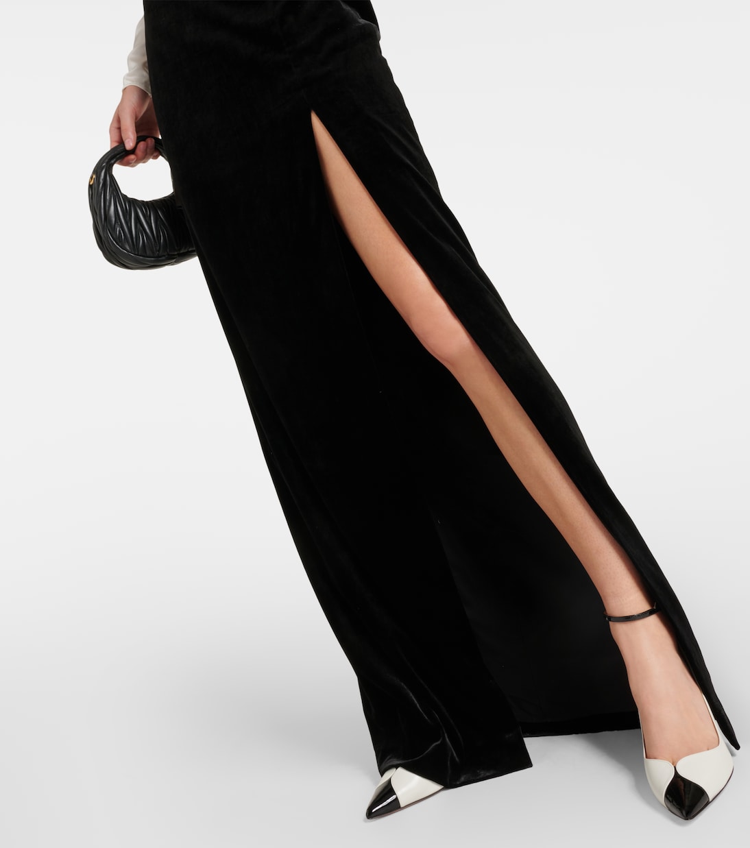 Maxikleid aus Satin und Samt | Alessandra Rich