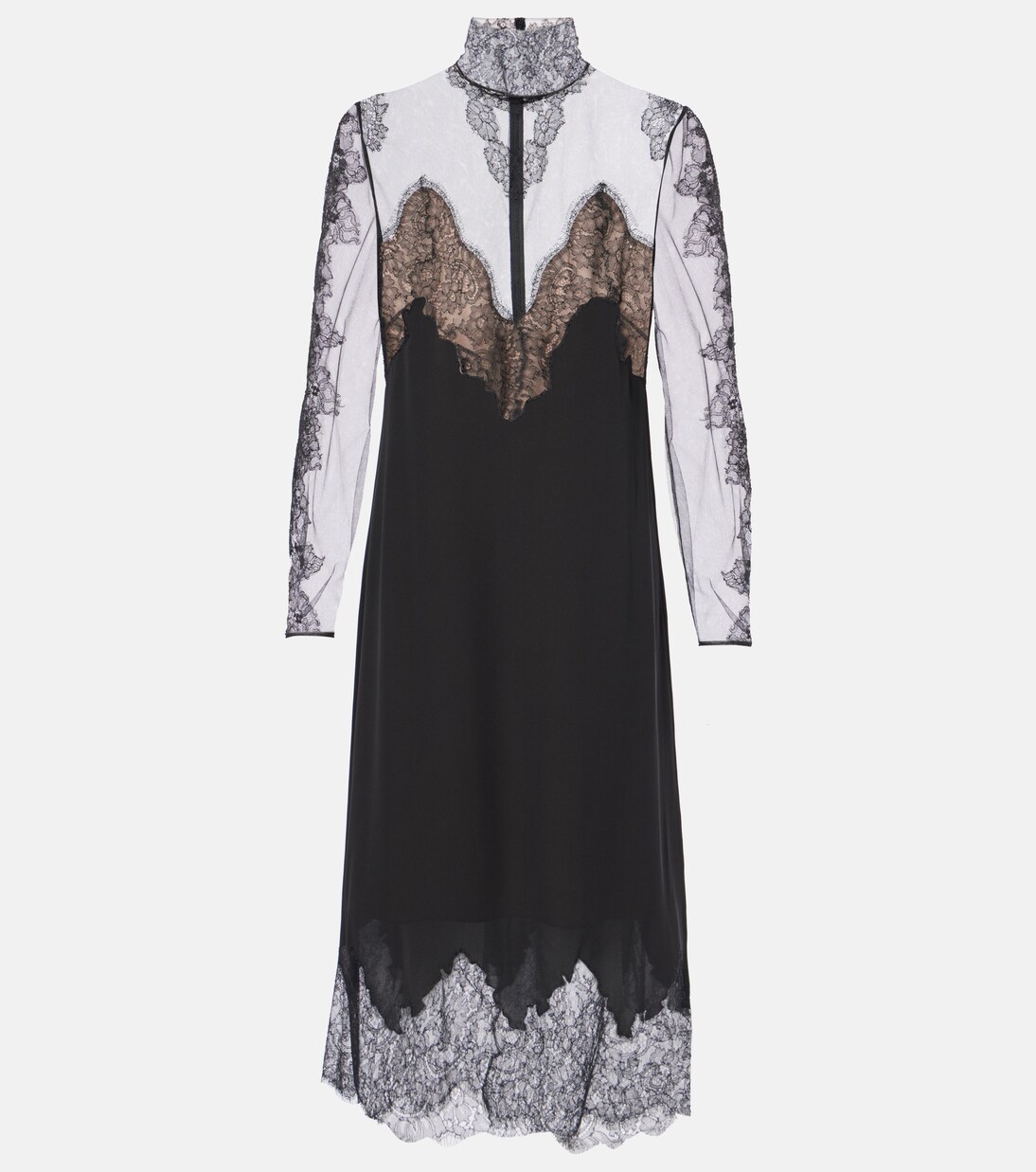 Abito midi in georgette con pizzo | Valentino