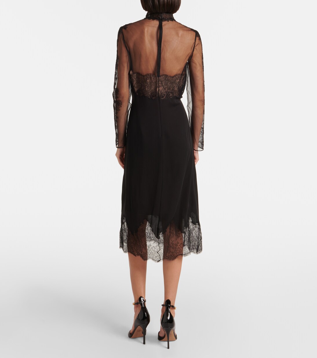 Abito midi in georgette con pizzo | Valentino
