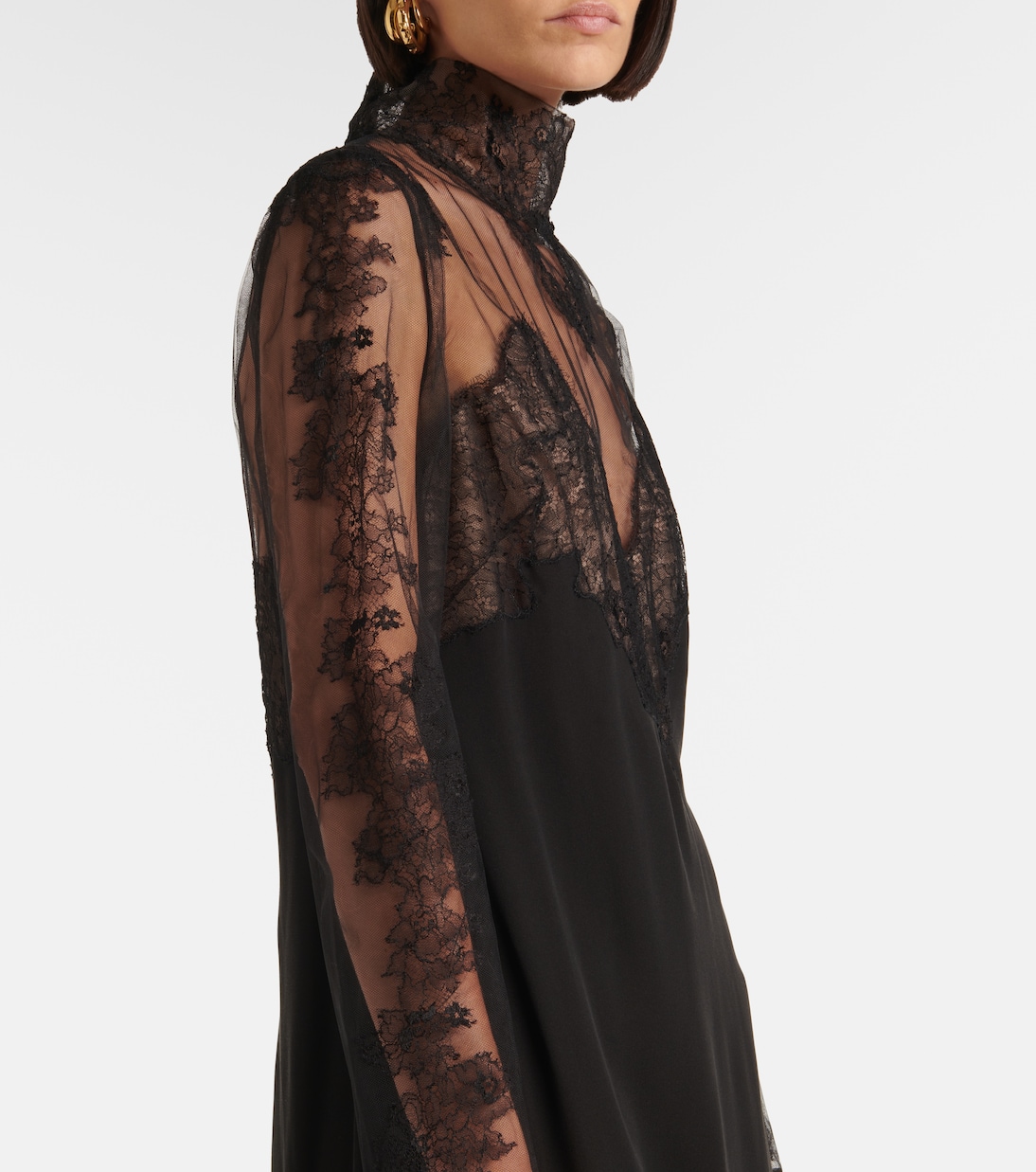 Abito midi in georgette con pizzo | Valentino