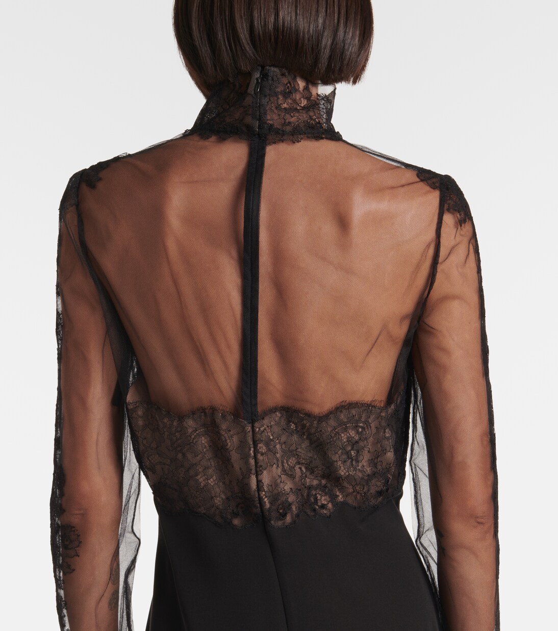 Abito midi in georgette con pizzo | Valentino