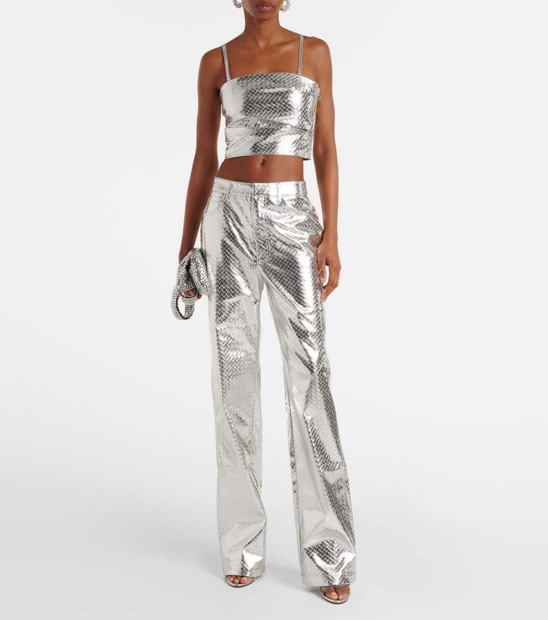 Metallic-effect draped top | Rotate