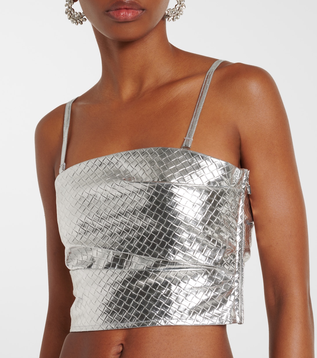 Metallic-effect draped top | Rotate