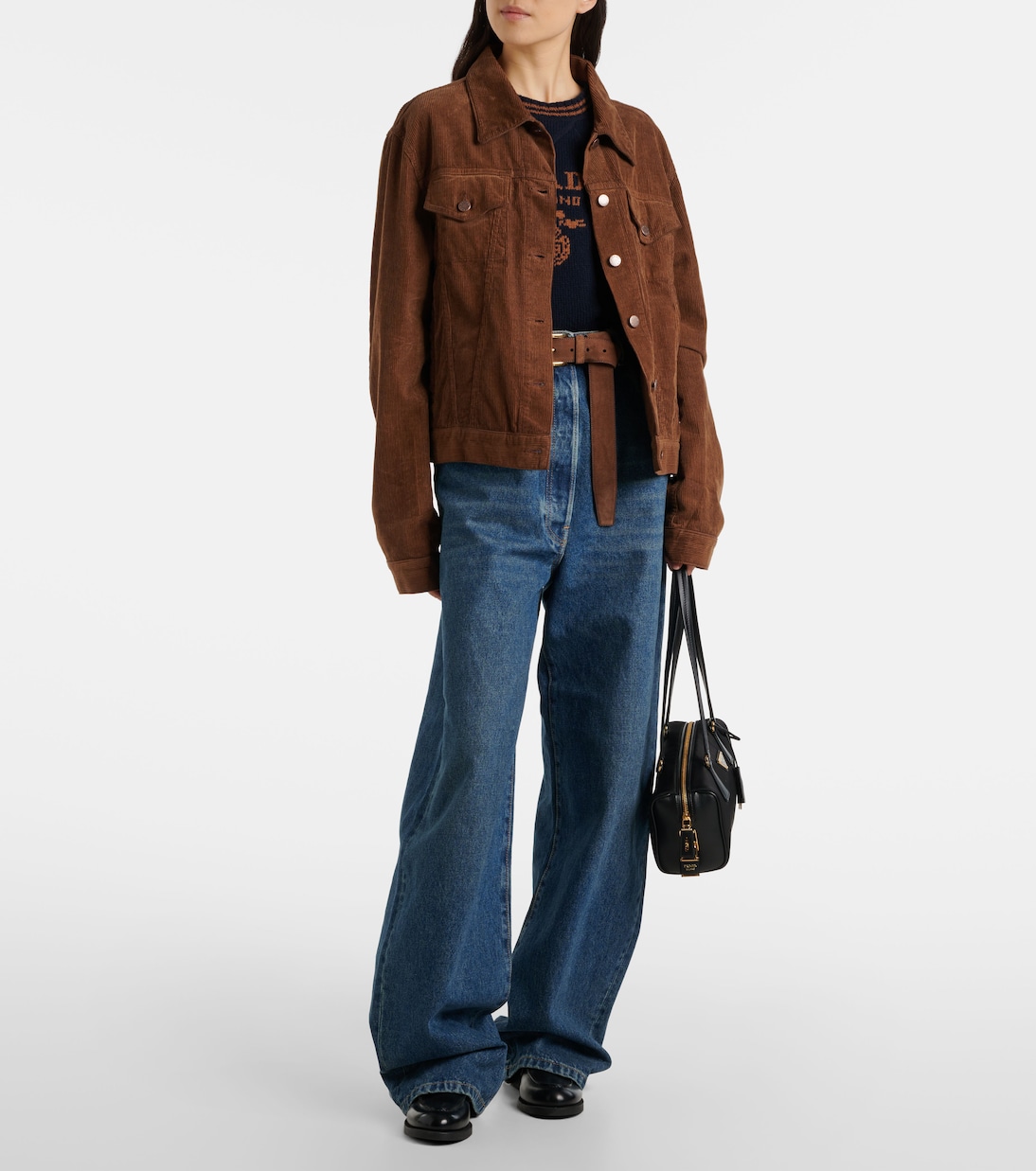 Jeans a gamba larga e vita alta | Prada