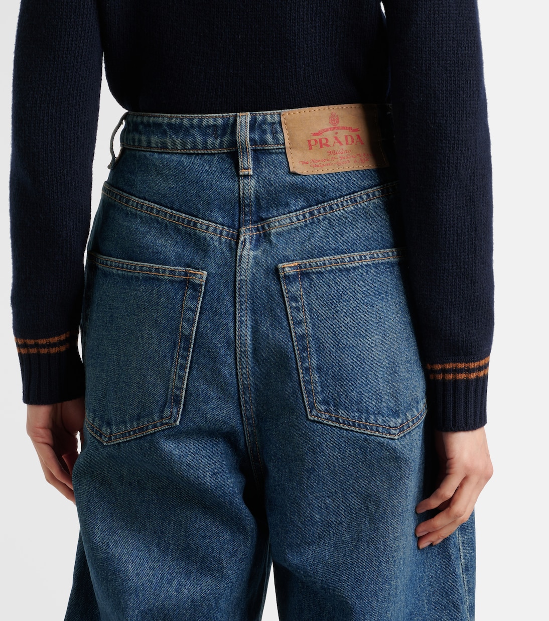 Jeans a gamba larga e vita alta | Prada