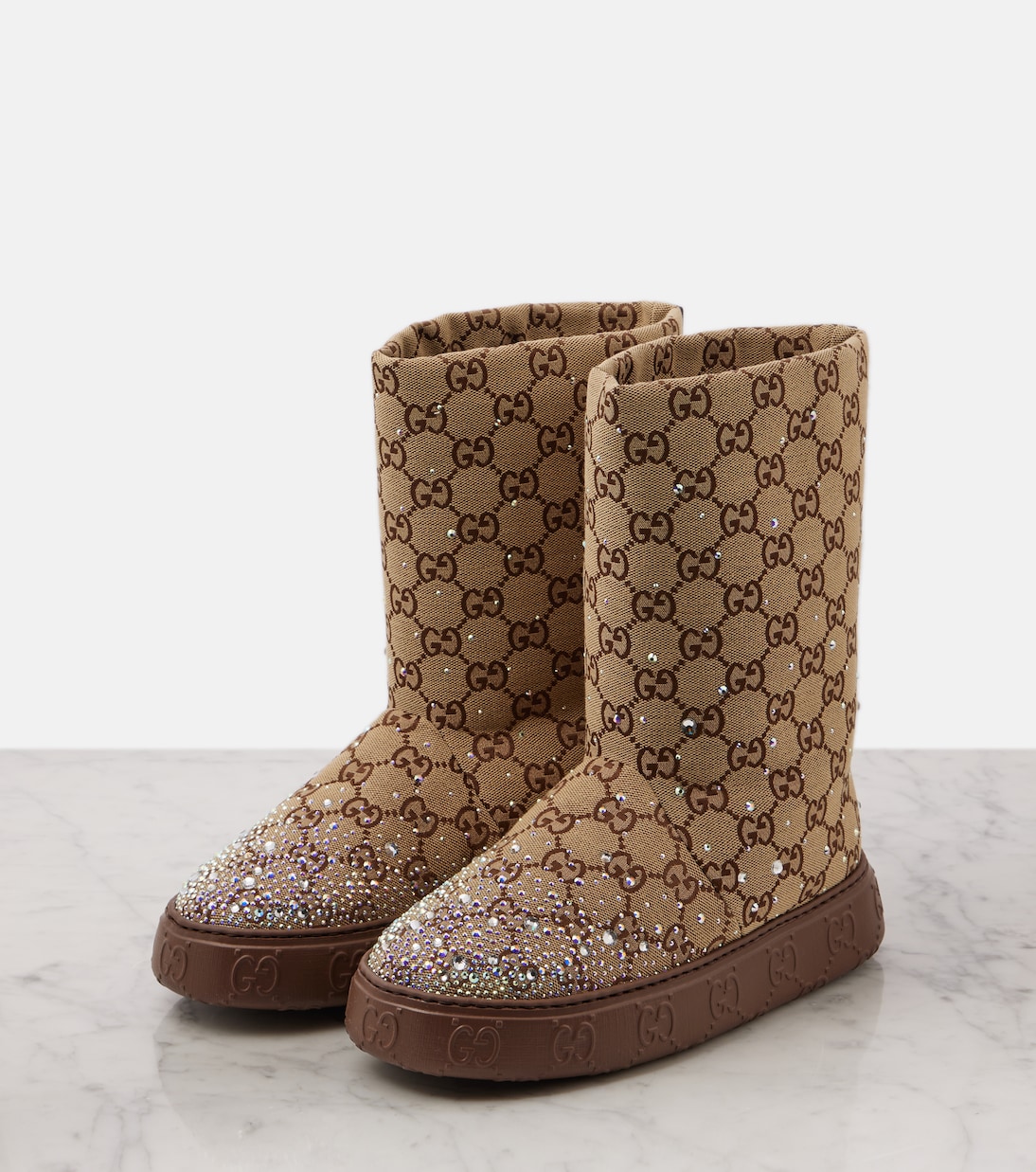 GG Canvas crystal-embellished boots | Gucci