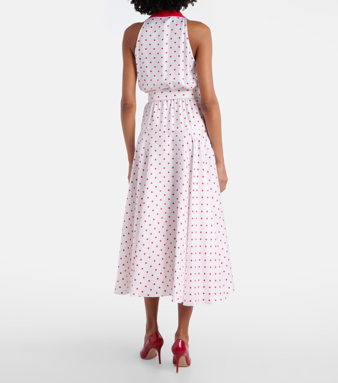 Vestido midi en sarga de seda con lunares | Rodarte