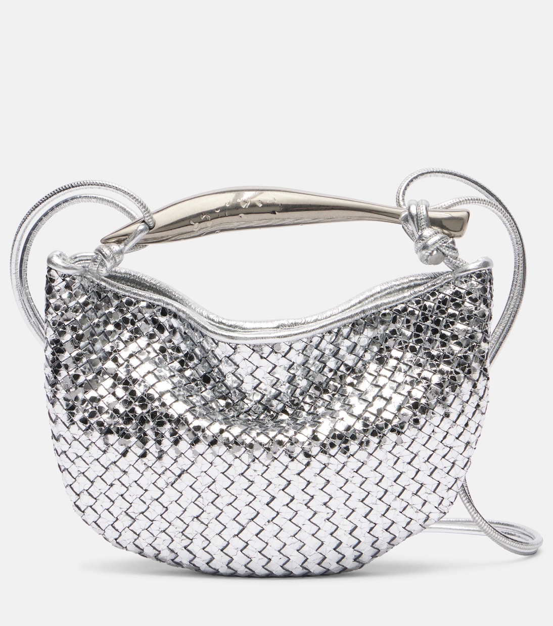 Sac Sardine Baby en cuir Intrecciato métallisé | Bottega Veneta
