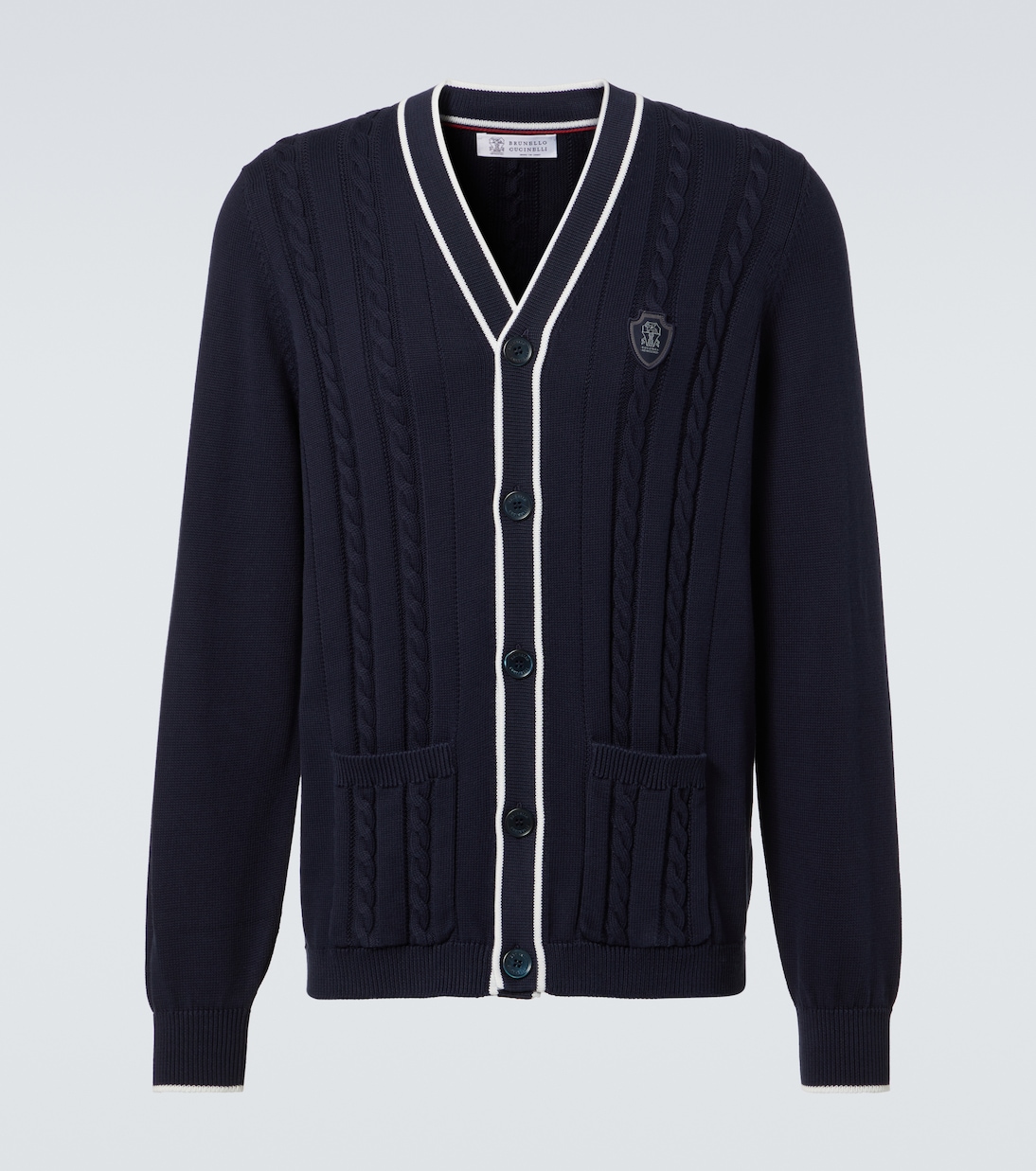 Cardigan in cotone a trecce | Brunello Cucinelli