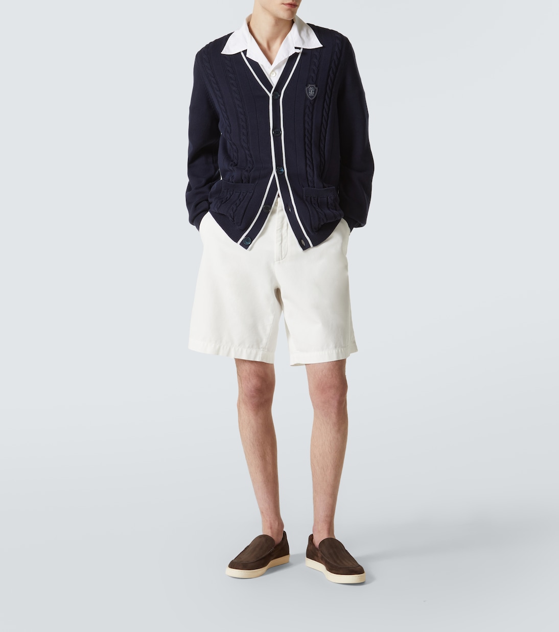 Cardigan in cotone a trecce | Brunello Cucinelli