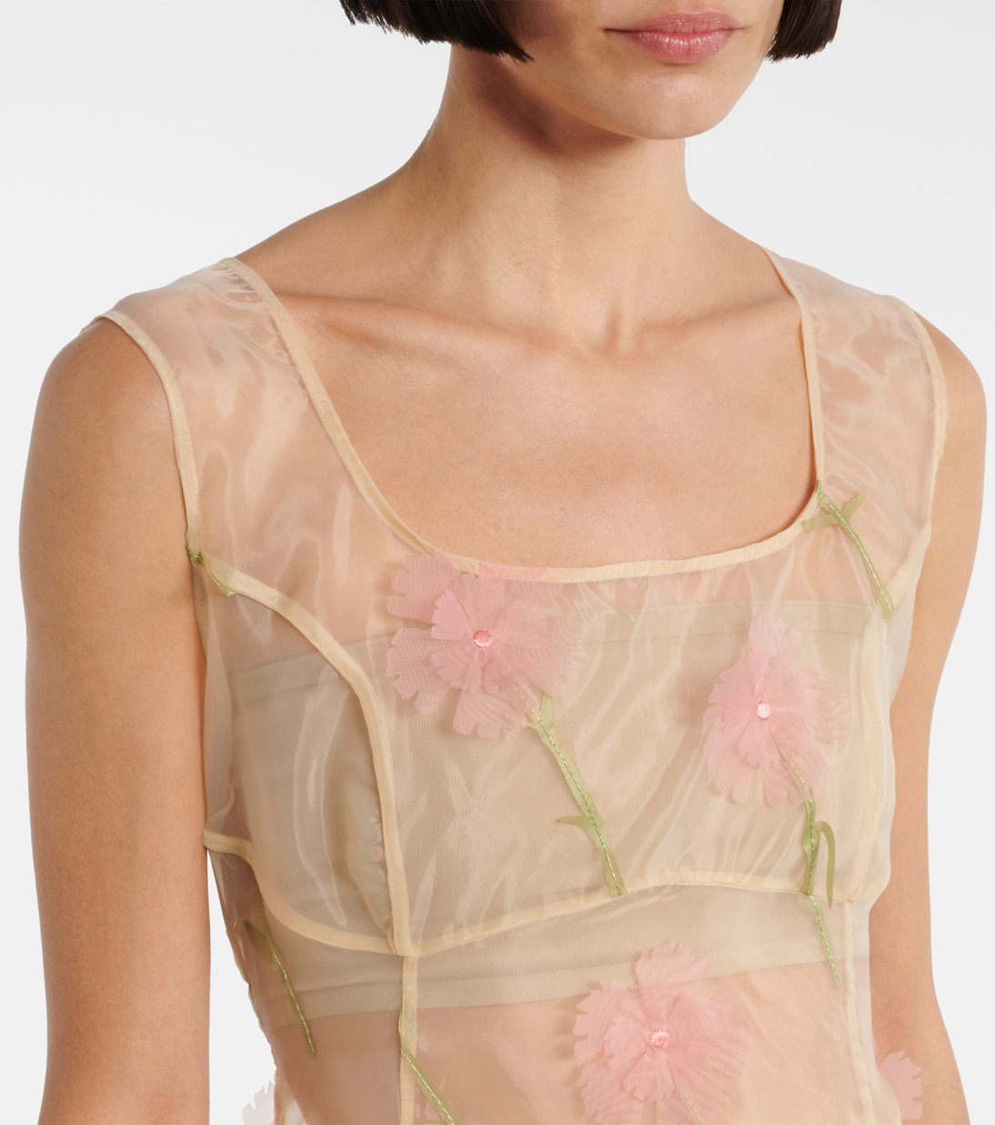 Abito midi Sculpted Carnation in organza | Simone Rocha