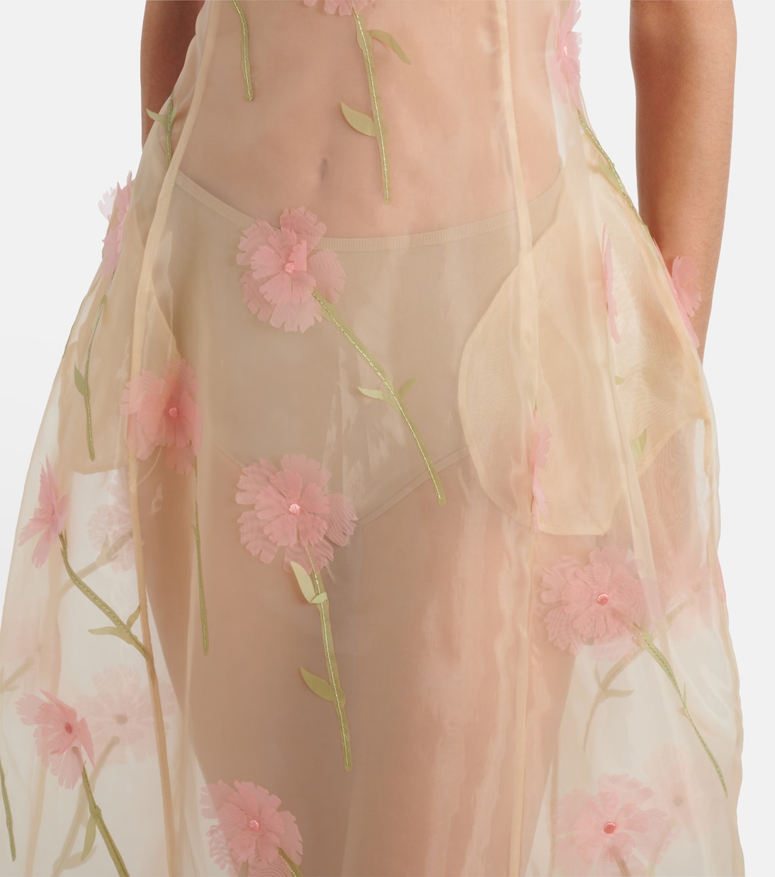 Abito midi Sculpted Carnation in organza | Simone Rocha