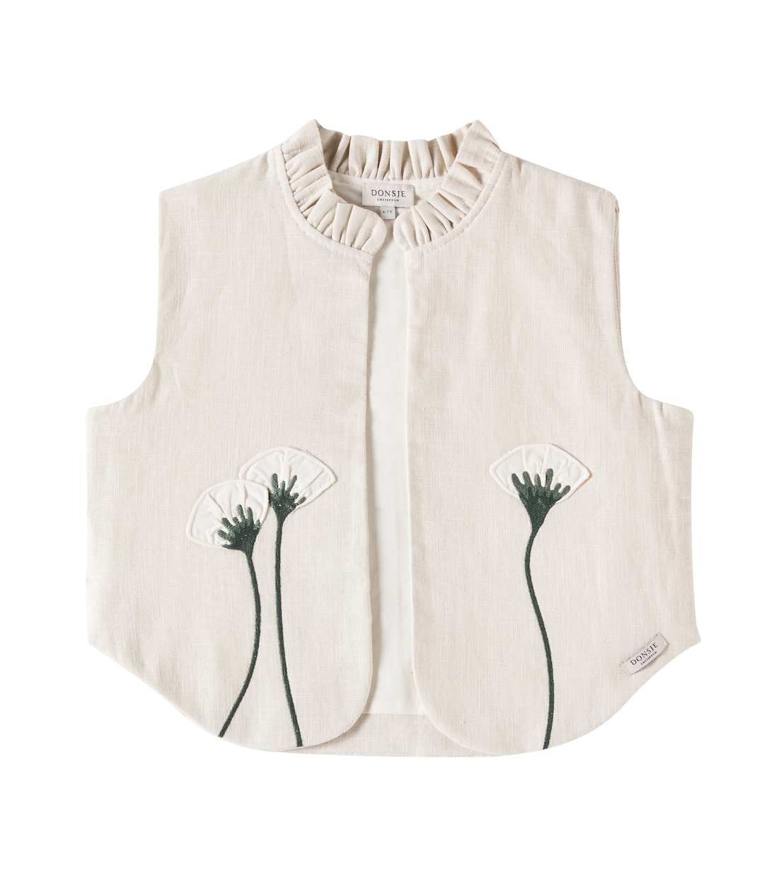 Gilet Sugy in lino con volant | Donsje