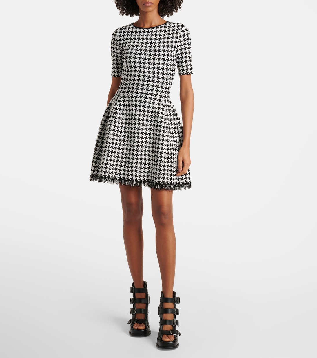 Abito corto in jacquard pied-de-poule | McQueen
