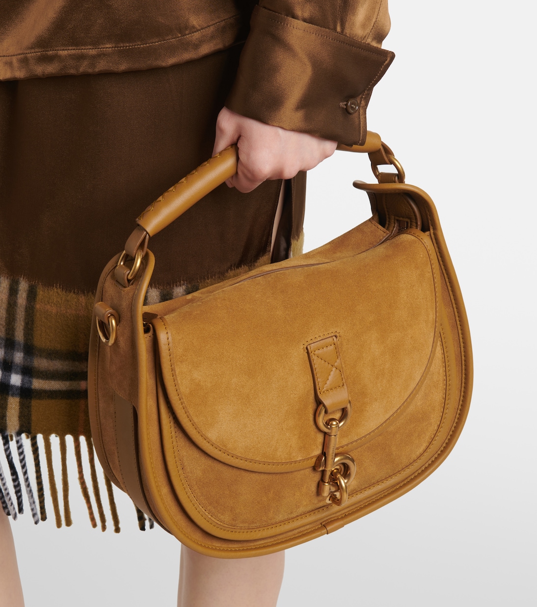 Borsa a spalla Clip Messanger in suede | Burberry