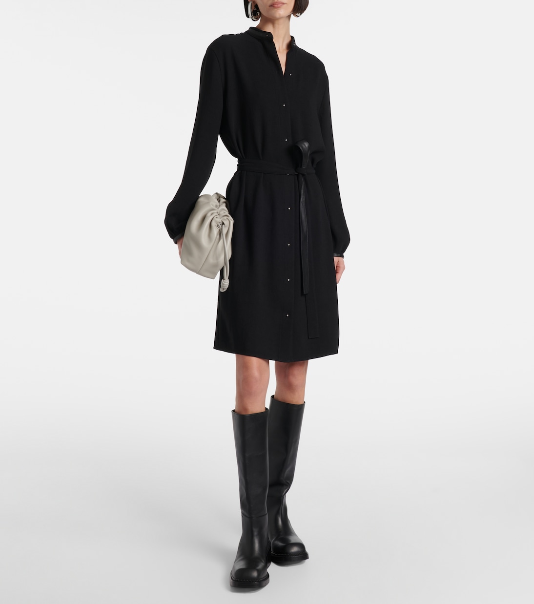 Hemdblusenkleid mit Lederimitat | Vince