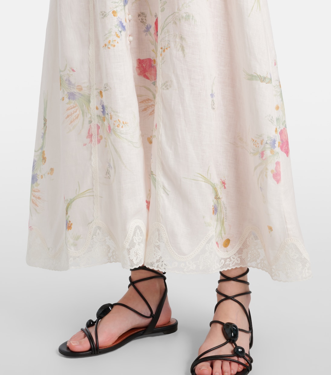 Midikleid Lucky aus Leinen mit Spitze | Zimmermann