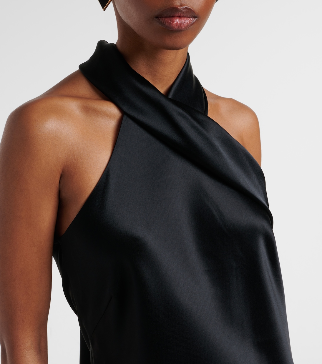 Satin halter neck gown | Galvan