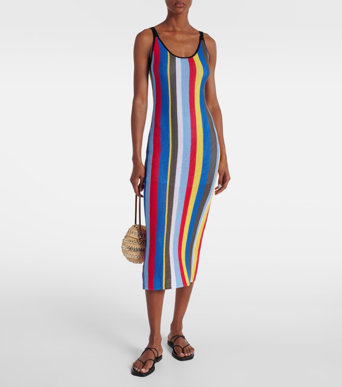 Vestido midi Jessica de croché a rayas | Staud