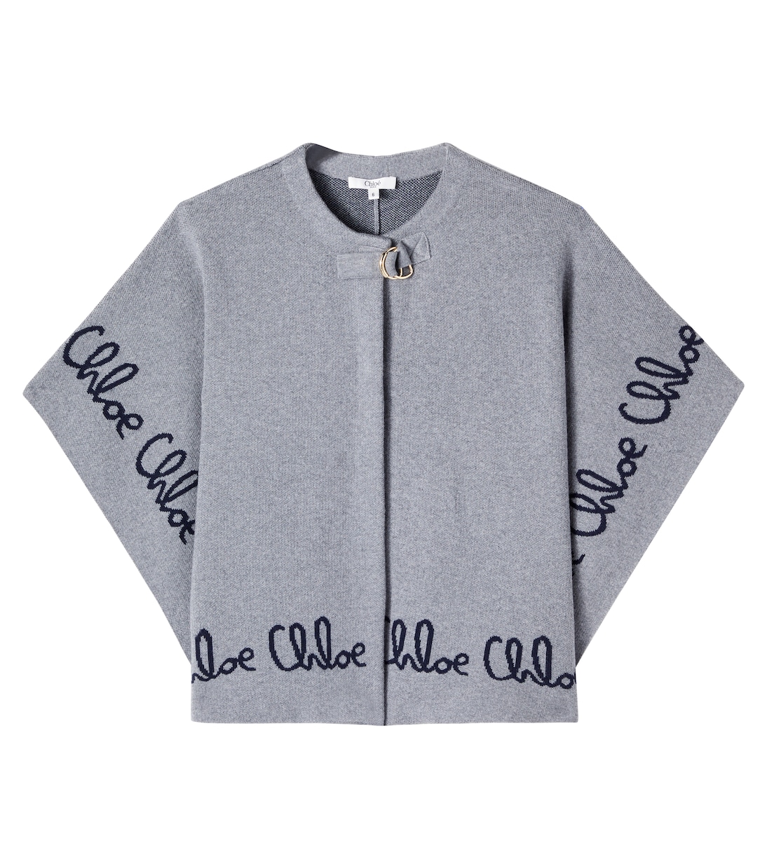 Logo cotton and wool cape | Chloé Kids