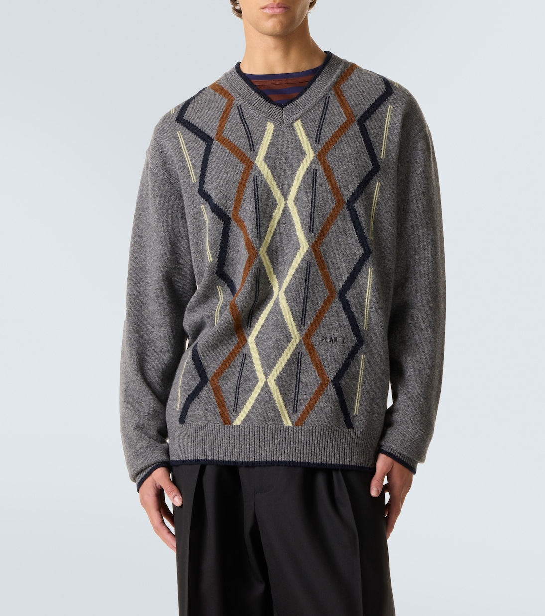 Intarsia wool and cashmere sweater | Plan C
