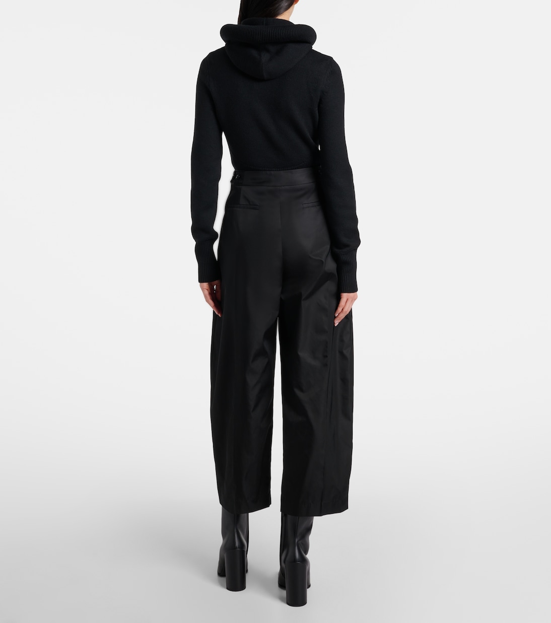 Cropped high-rise satin tapered pants | Alaïa