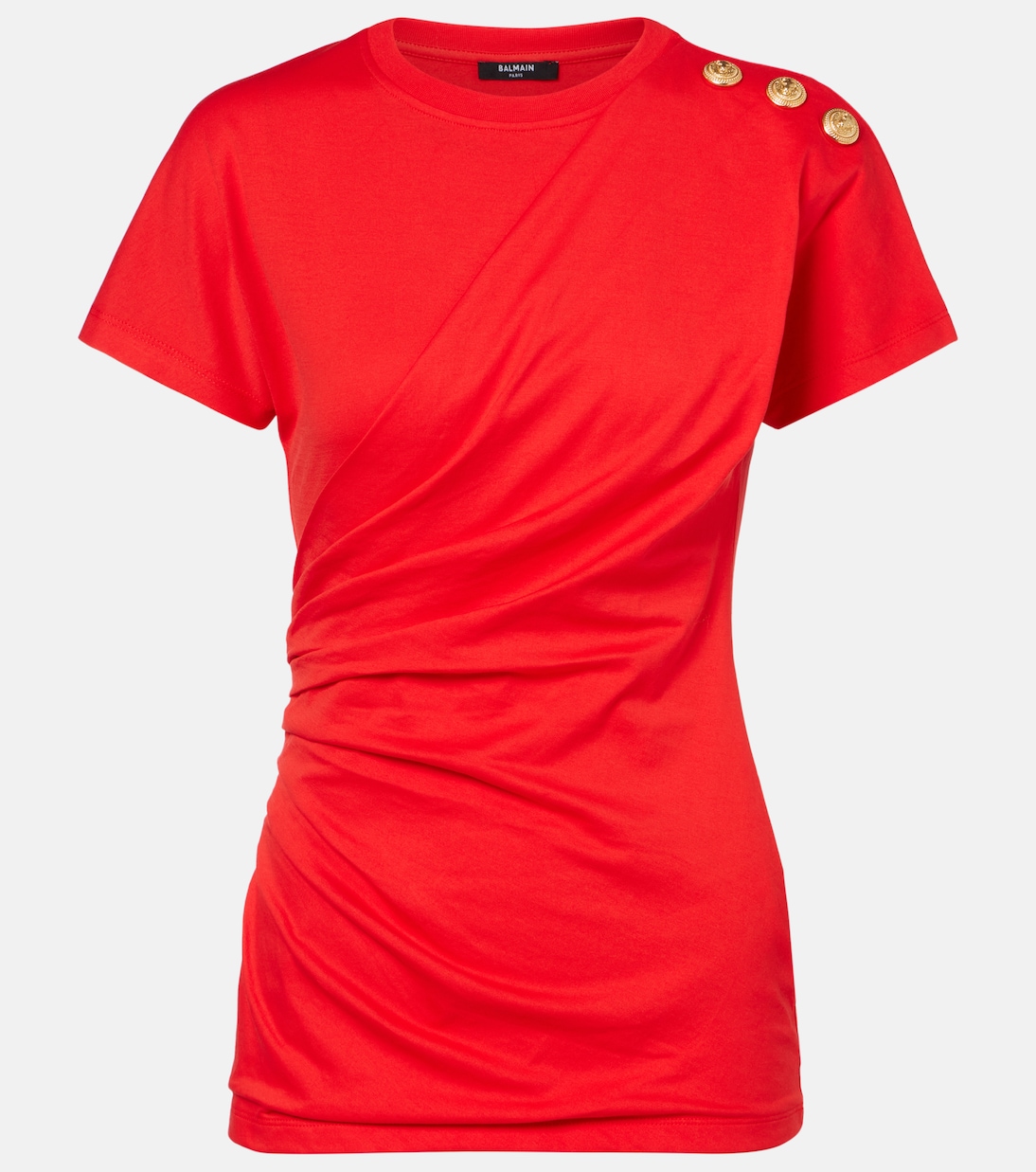 Draped cotton jersey T-shirt | Balmain