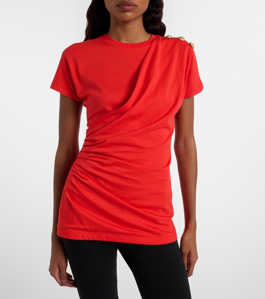 Draped cotton jersey T-shirt | Balmain