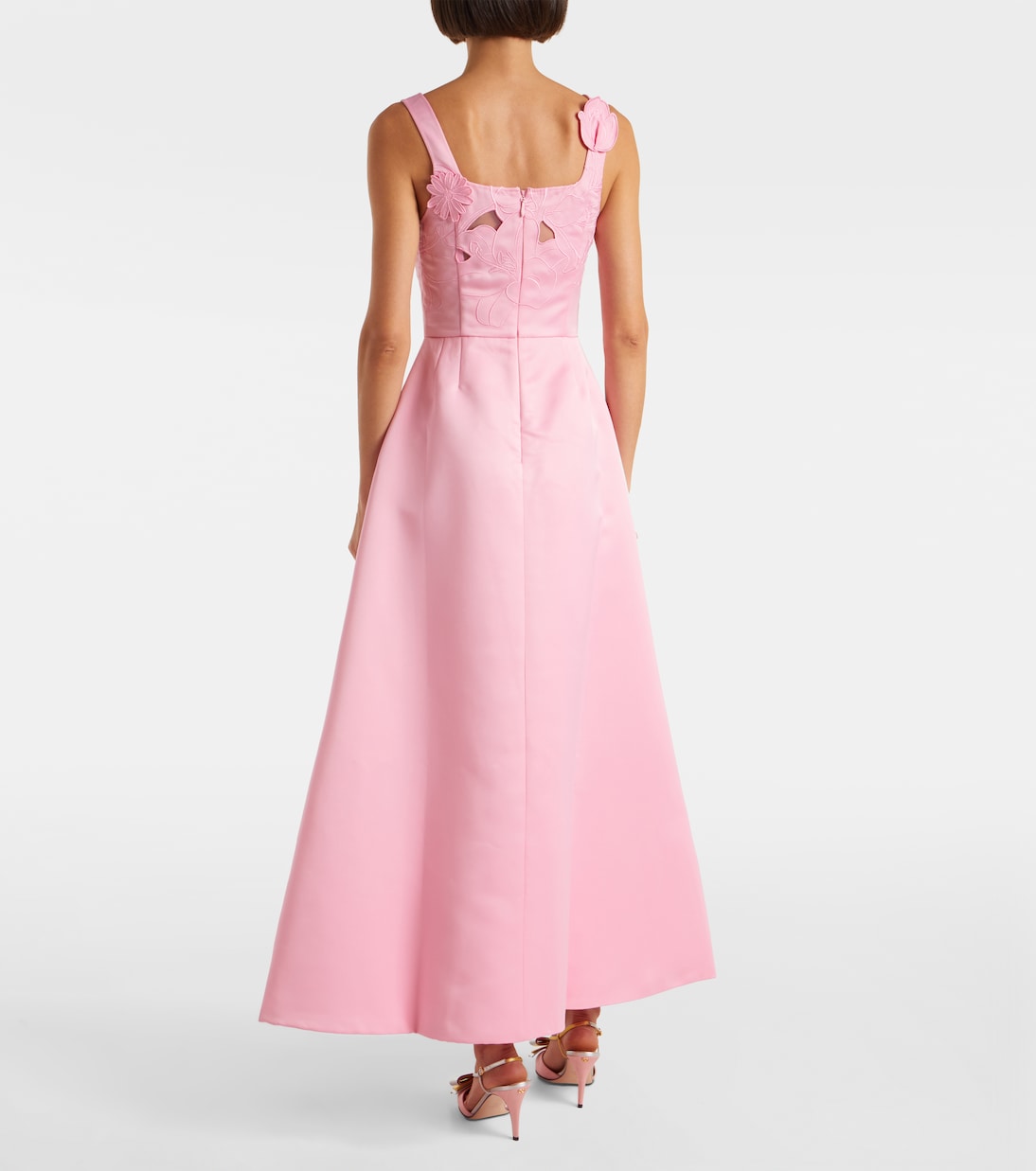 Vestido largo Rianne con aplique floral | Leo Lin