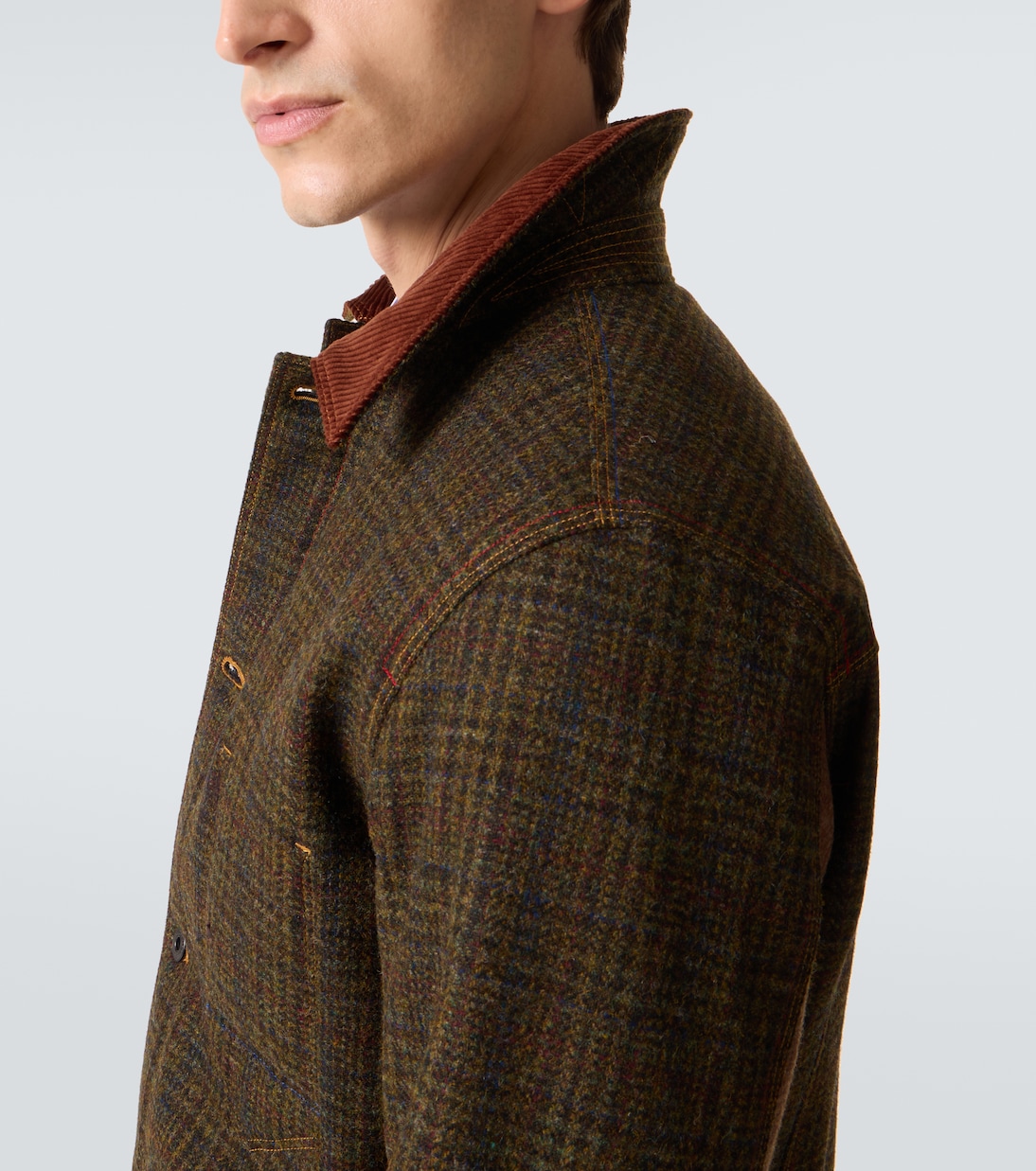 Chaqueta de lana con piel a cuadros | Junya Watanabe