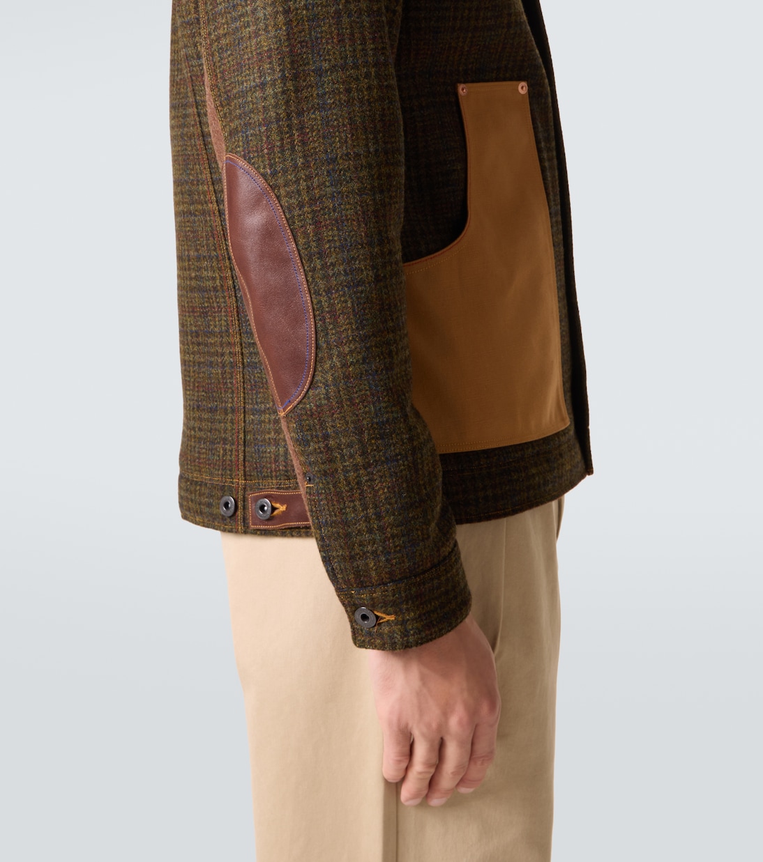 Chaqueta de lana con piel a cuadros | Junya Watanabe