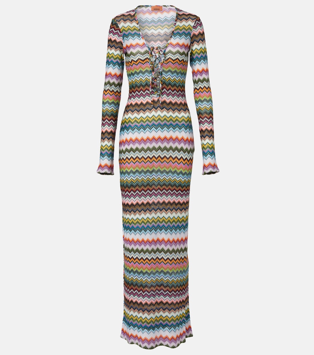 Vestido largo de lamé en zigzag | Missoni