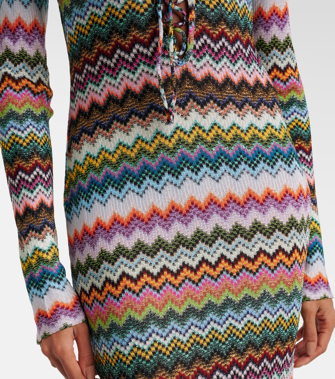 Vestido largo de lamé en zigzag | Missoni