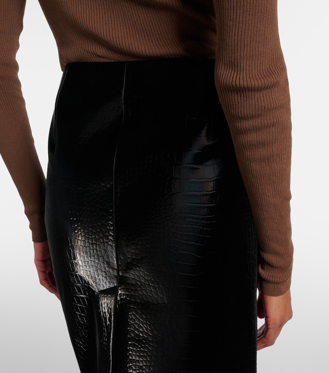 Croc-effect leather pencil skirt | Gucci