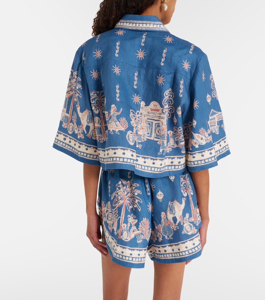 Chemise raccourcie Acacia imprimée en lin | Alémais