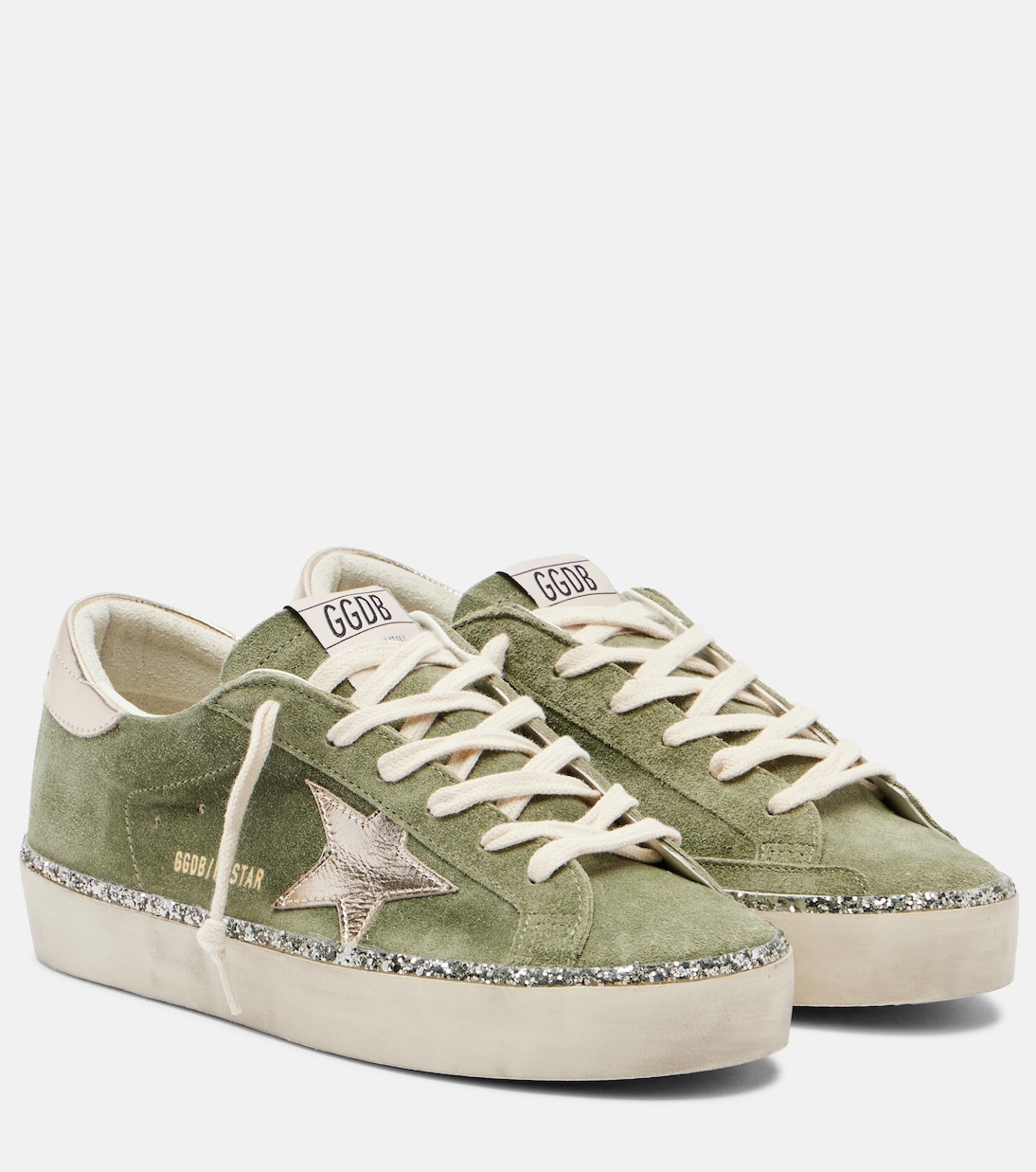 Hi Star glitter-trimmed suede sneakers | Golden Goose