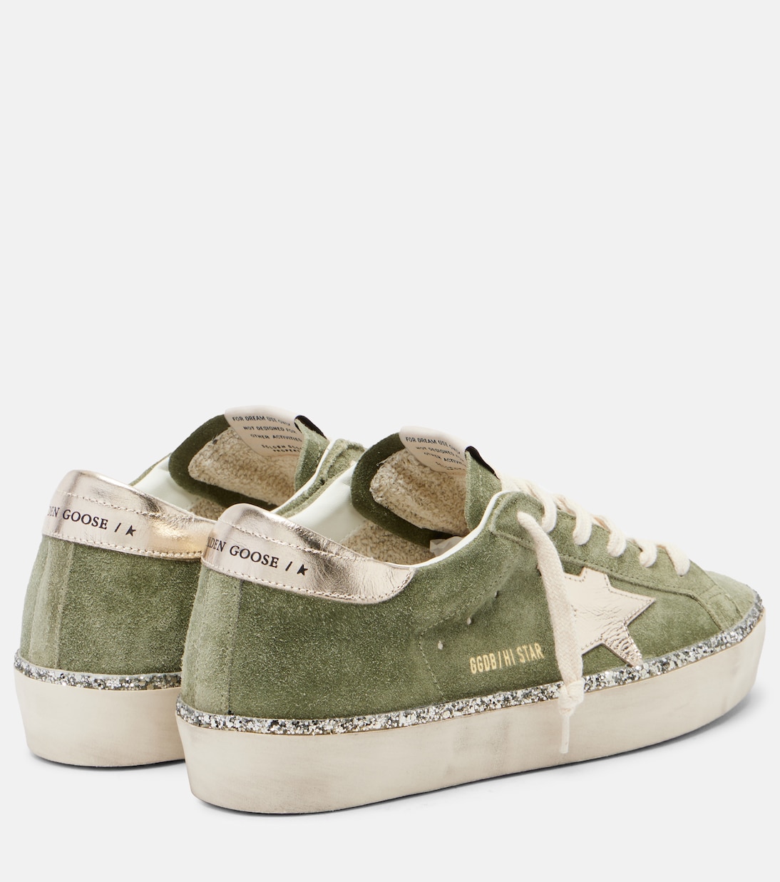 Hi Star glitter-trimmed suede sneakers | Golden Goose