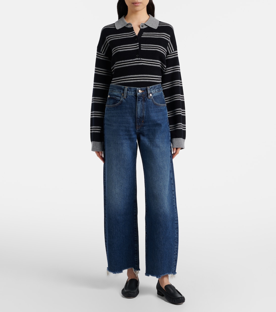 Bow frayed barrel-leg jeans | Frame