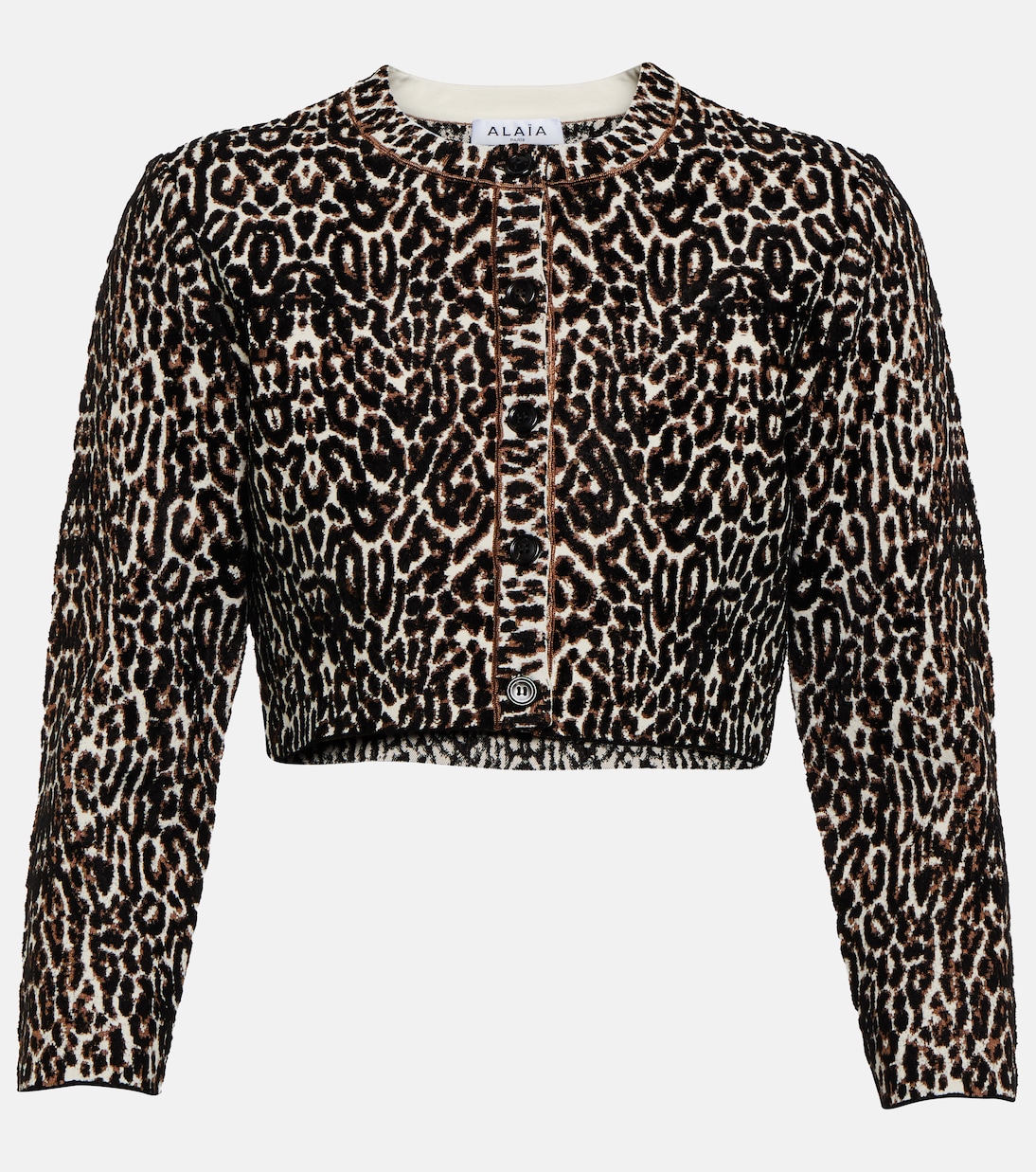 Cardigan cropped in maglia jacquard | Alaïa
