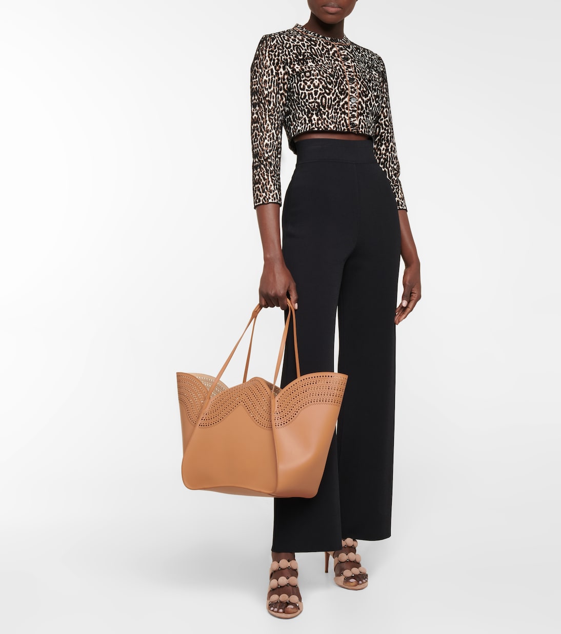 Cardigan cropped in maglia jacquard | Alaïa