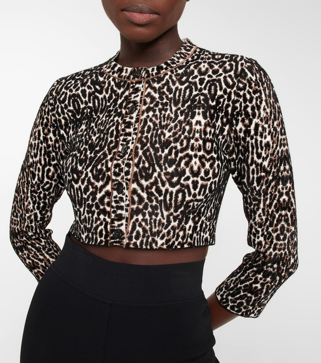 Cardigan cropped in maglia jacquard | Alaïa