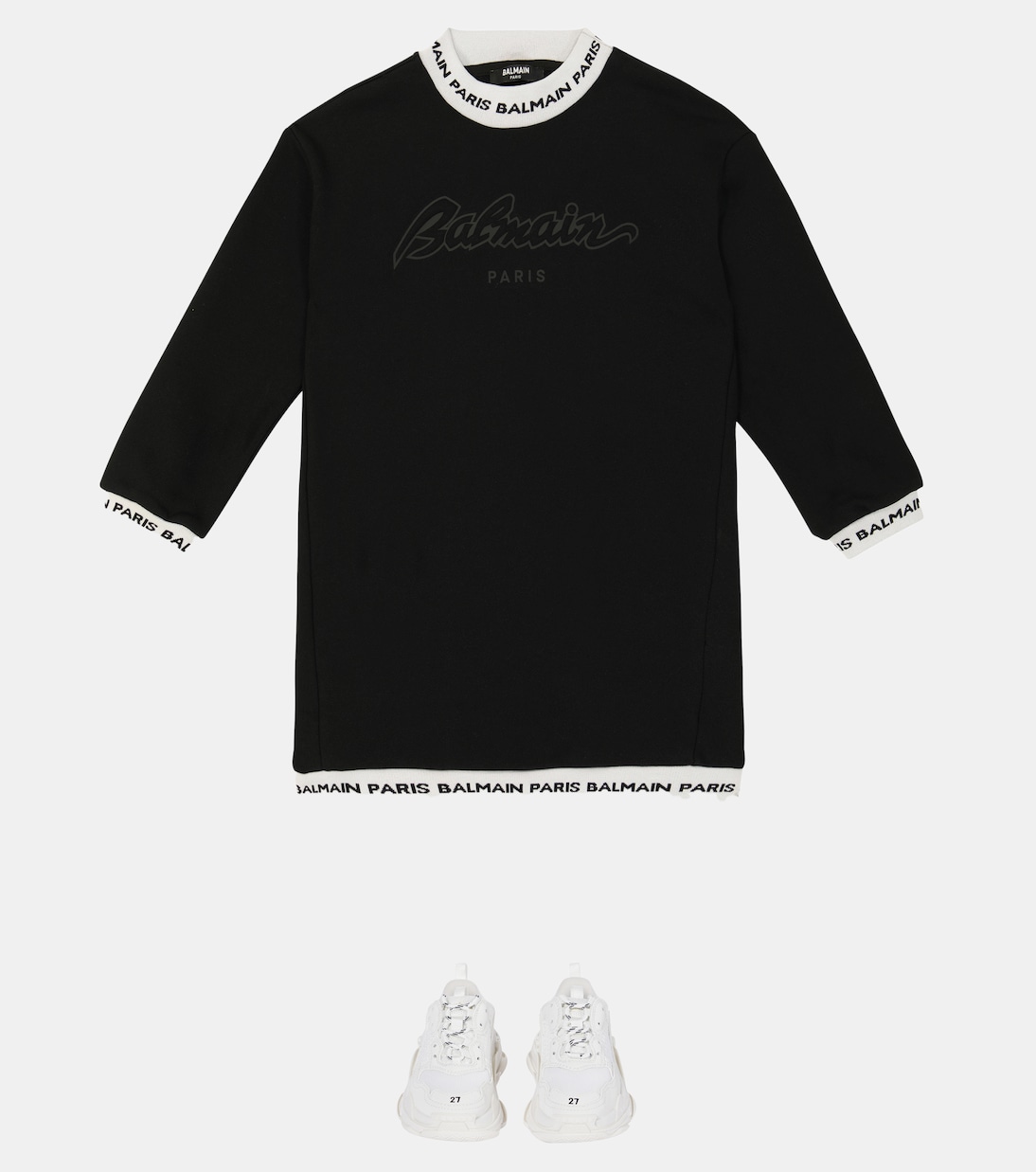 Felpa in cotone con logo | Balmain Kids