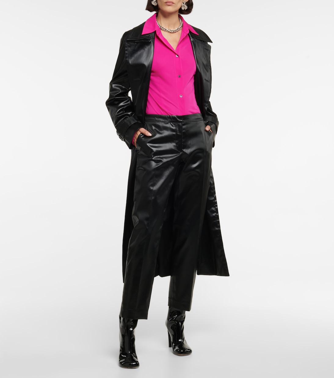 High-Rise Cropped-Hose aus Lederimitat | Dries Van Noten