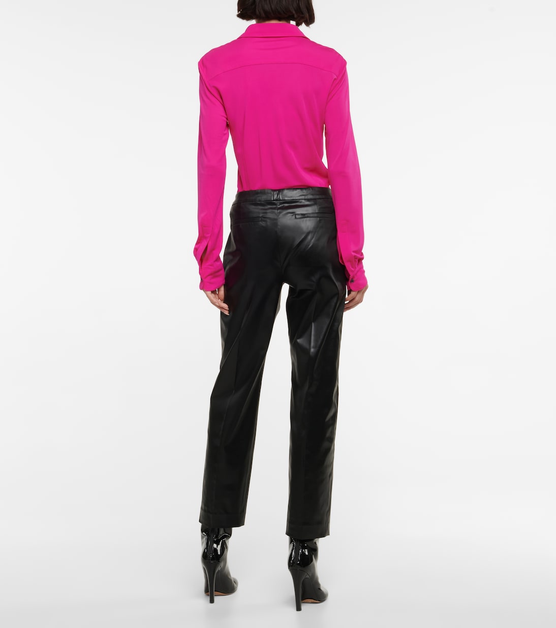 High-Rise Cropped-Hose aus Lederimitat | Dries Van Noten